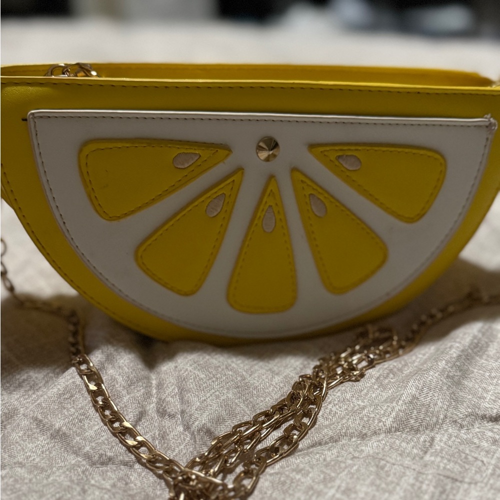 Yellow and White Lemon Slice Crossbody Bag
